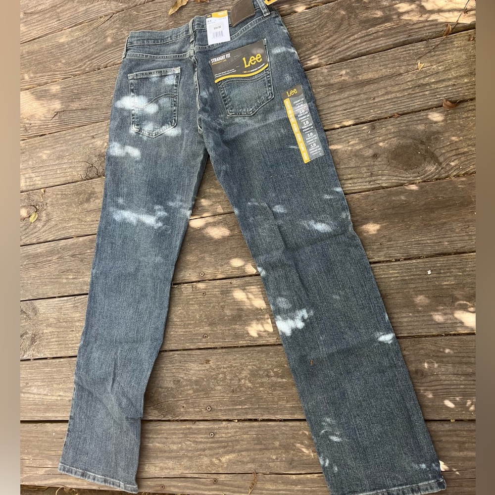 NWT Young Men’s Lee Jeans Size 18R Deep Blue Straight Fit Active Stretch
